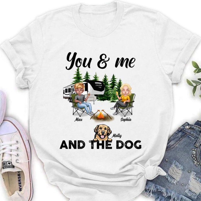 Personalized Camping Couple With Dog Shirt/Pullover Hoodie - Up to 4 Dogs - Gift Idea For Camping Lover