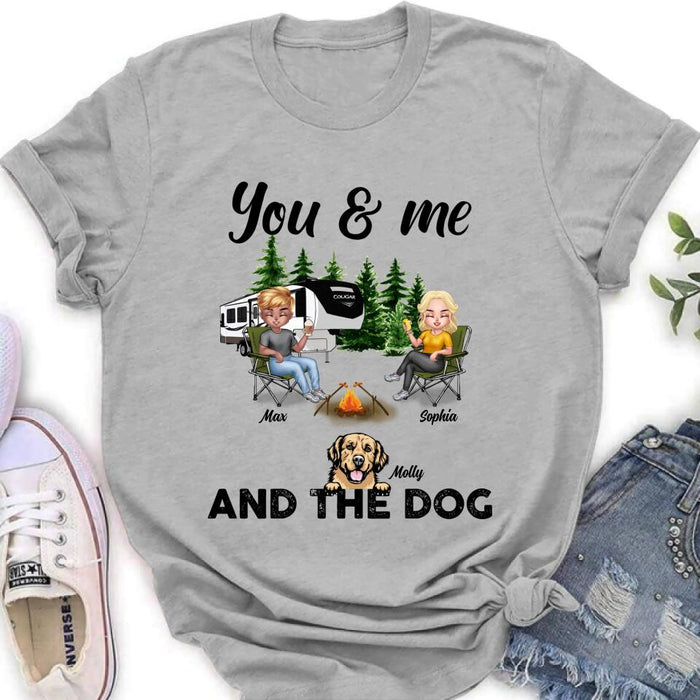 Personalized Camping Couple With Dog Shirt/Pullover Hoodie - Up to 4 Dogs - Gift Idea For Camping Lover