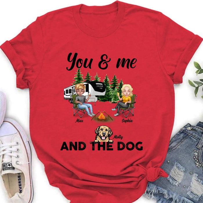 Personalized Camping Couple With Dog Shirt/Pullover Hoodie - Up to 4 Dogs - Gift Idea For Camping Lover