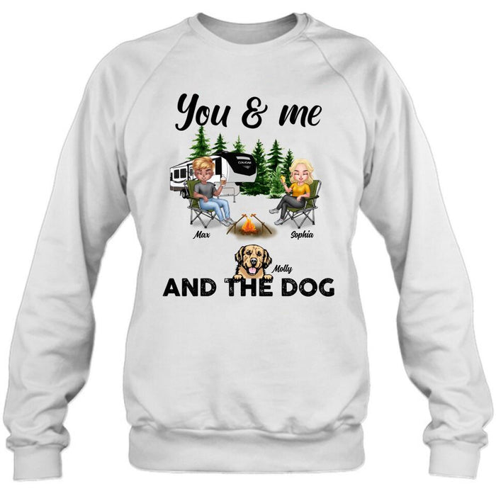 Personalized Camping Couple With Dog Shirt/Pullover Hoodie - Up to 4 Dogs - Gift Idea For Camping Lover