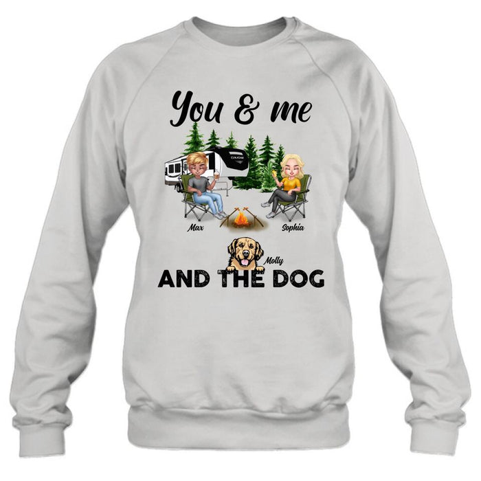 Personalized Camping Couple With Dog Shirt/Pullover Hoodie - Up to 4 Dogs - Gift Idea For Camping Lover