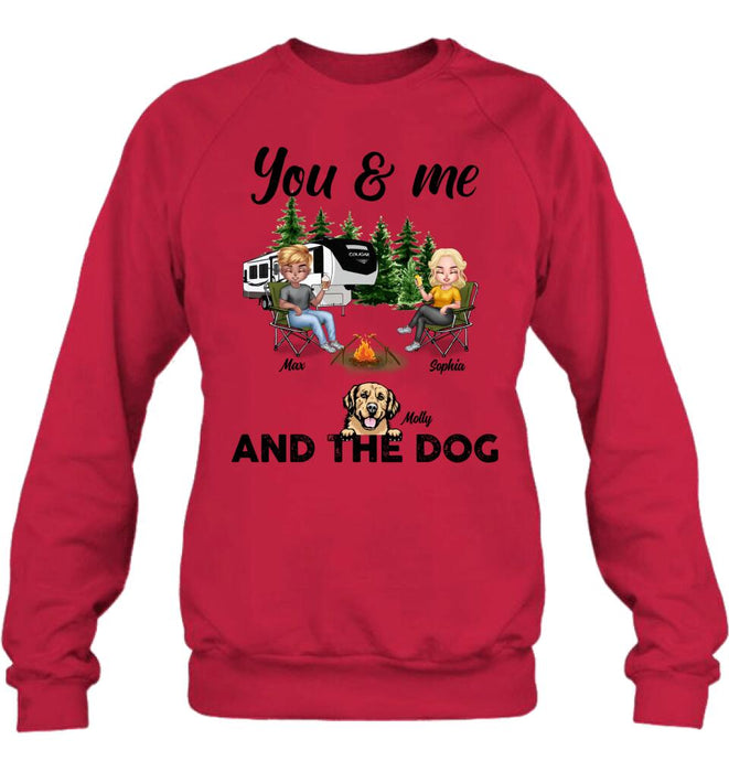 Personalized Camping Couple With Dog Shirt/Pullover Hoodie - Up to 4 Dogs - Gift Idea For Camping Lover
