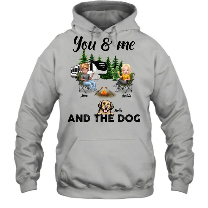 Personalized Camping Couple With Dog Shirt/Pullover Hoodie - Up to 4 Dogs - Gift Idea For Camping Lover