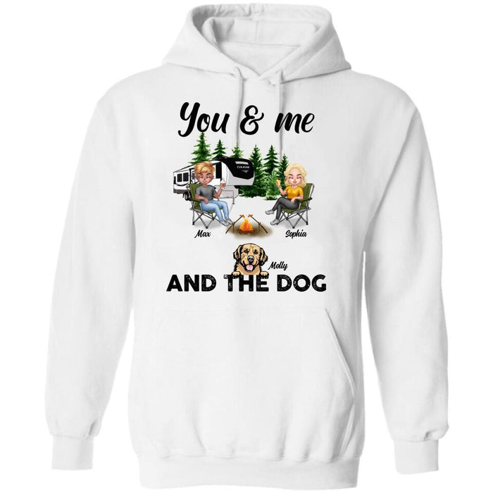 Personalized Camping Couple With Dog Shirt/Pullover Hoodie - Up to 4 Dogs - Gift Idea For Camping Lover