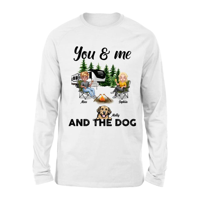 Personalized Camping Couple With Dog Shirt/Pullover Hoodie - Up to 4 Dogs - Gift Idea For Camping Lover