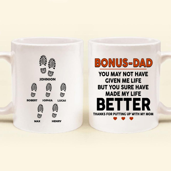 Personalized Step Dad Thank You Coffee Mug - Gift Idea For Step Dad - Up to 5 Kids - Thank You For Being The Dad