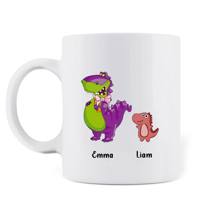 Personalized Grandma Dinosaur Coffee Mug - Up to 6 Grandkids - Mother's Day Gift Idea For Grandma - I Never Dreamed I'd Be This Crazy Grandma With The Cutest Grandkids Ever