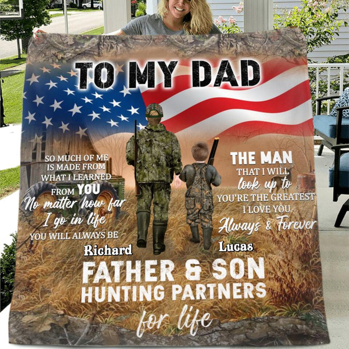 Personalized Hunting Fleece Throw Blanket/Quilt - Gift Idea For Father's Day - I Love You Always & Forever