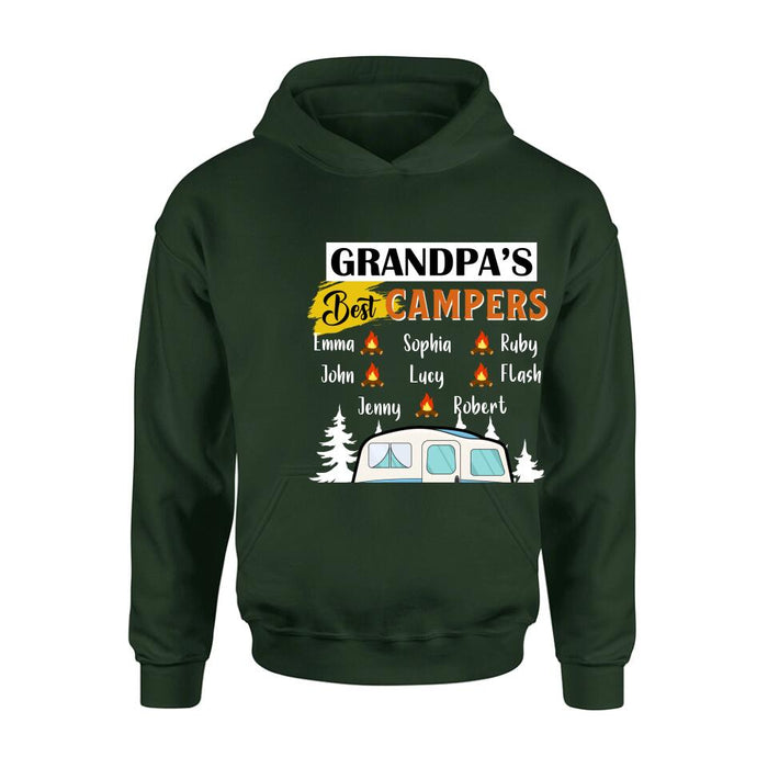 Personalized Grandpa's Best Campers Shirt/Pullover Hoodie - Up to 8 Kids - Gift Idea For Grandpa/Camping Lover