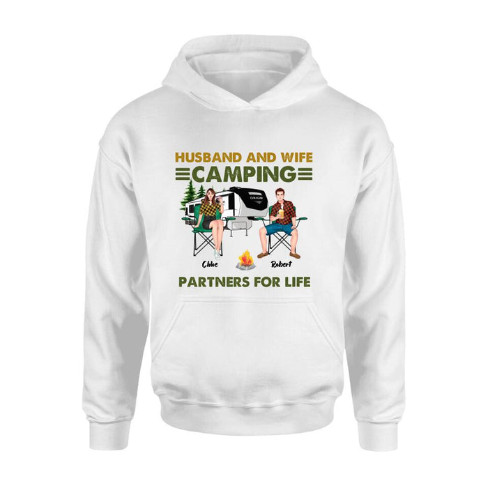 Personalized Camping Shirt - Up to 6 People - Gift Idea For Camping Lover - Husband And Wife Camping Partners For Life