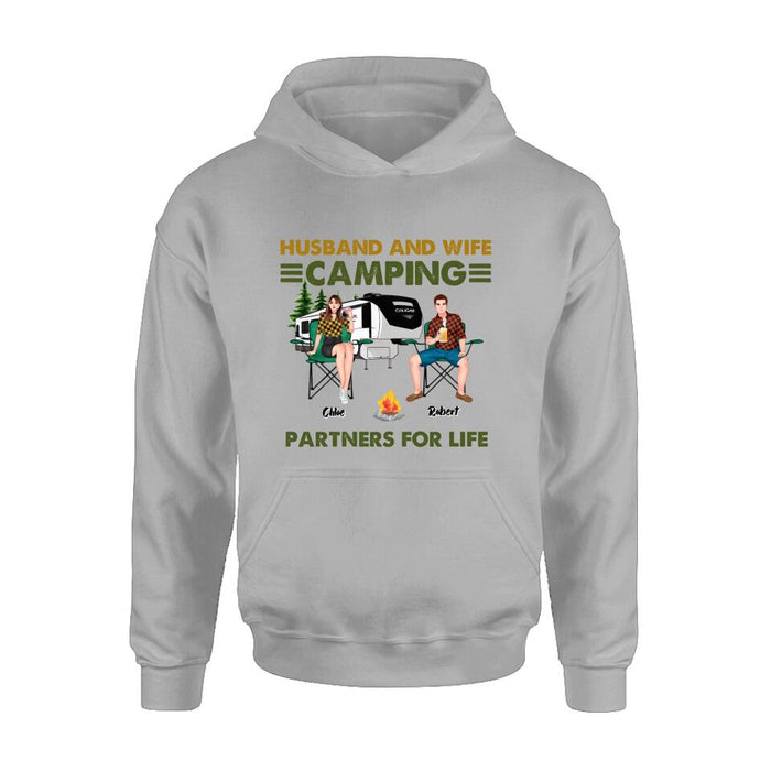 Personalized Camping Shirt - Up to 6 People - Gift Idea For Camping Lover - Husband And Wife Camping Partners For Life