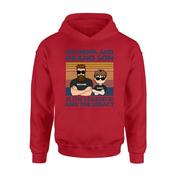 Personalized Grandpa Unisex T-shirt/Long Sleeve/Sweatshirt/Pullover Hoodie - Gift Idea For Grandpa/Grandson/Father's Day - Grandpa And Grand Son The Legend And The Legacy