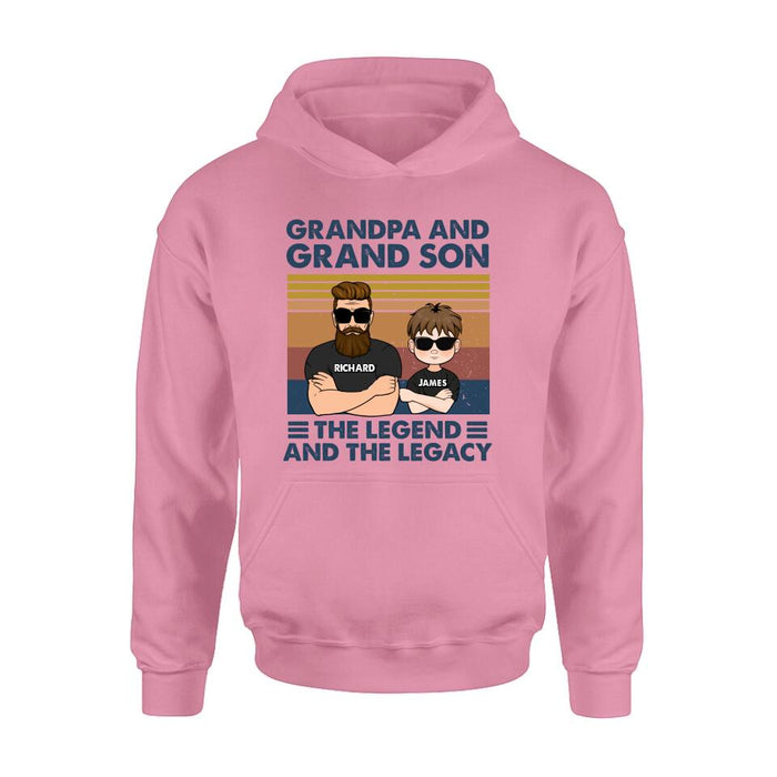 Personalized Grandpa Unisex T-shirt/Long Sleeve/Sweatshirt/Pullover Hoodie - Gift Idea For Grandpa/Grandson/Father's Day - Grandpa And Grand Son The Legend And The Legacy