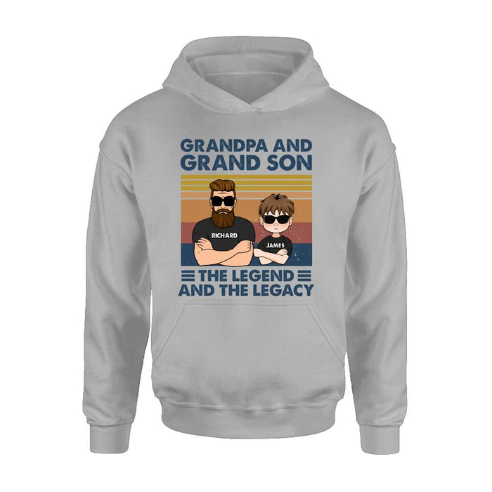 Personalized Grandpa Unisex T-shirt/Long Sleeve/Sweatshirt/Pullover Hoodie - Gift Idea For Grandpa/Grandson/Father's Day - Grandpa And Grand Son The Legend And The Legacy