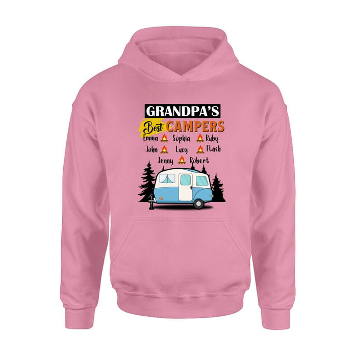 Personalized Grandpa's Best Campers Shirt/Pullover Hoodie - Up to 8 Kids - Gift Idea For Grandpa/Camping Lover