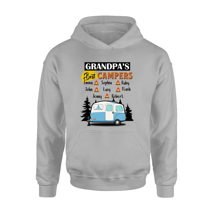Personalized Grandpa's Best Campers Shirt/Pullover Hoodie - Up to 8 Kids - Gift Idea For Grandpa/Camping Lover