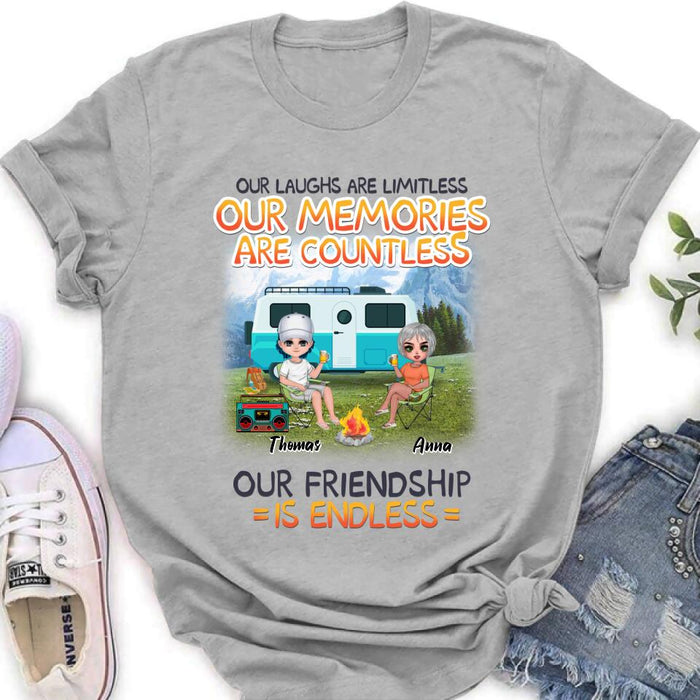 Personalized Mountain Camping Friends Shirt/Pullover Hoodie - Up to 8 People - Best Gift For Camping Lovers - We're More Than Just Camping Friends