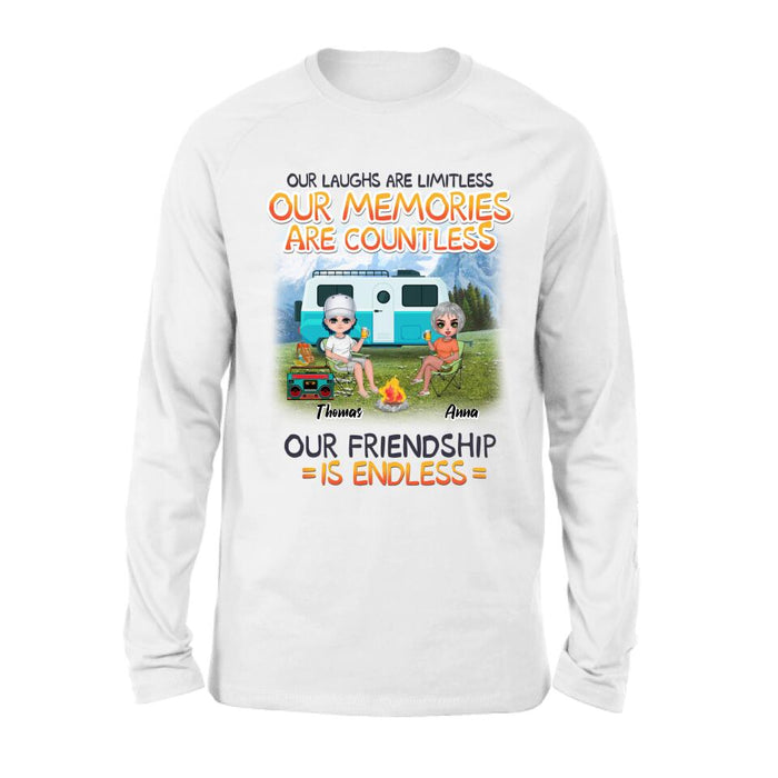 Personalized Mountain Camping Friends Shirt/Pullover Hoodie - Up to 8 People - Best Gift For Camping Lovers - We're More Than Just Camping Friends