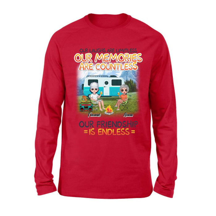 Personalized Mountain Camping Friends Shirt/Pullover Hoodie - Up to 8 People - Best Gift For Camping Lovers - We're More Than Just Camping Friends