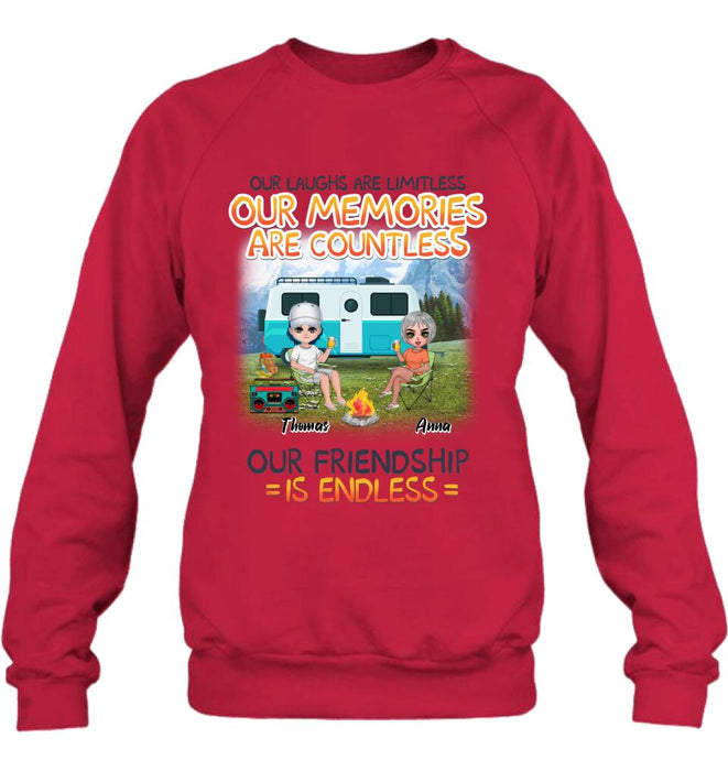 Personalized Mountain Camping Friends Shirt/Pullover Hoodie - Up to 8 People - Best Gift For Camping Lovers - We're More Than Just Camping Friends