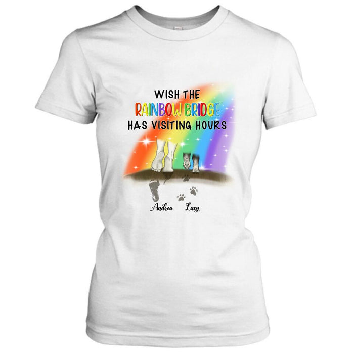 Personalized Dog's Paws T-shirt/Sweatshirt/Pullover Hoodie - Best Gift Idea For Dog Lovers - Wish The Rainbow Bridge Has Visiting Hours