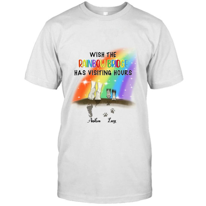 Personalized Dog's Paws T-shirt/Sweatshirt/Pullover Hoodie - Best Gift Idea For Dog Lovers - Wish The Rainbow Bridge Has Visiting Hours