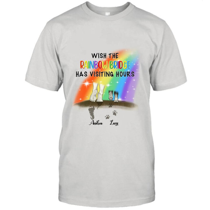 Personalized Dog's Paws T-shirt/Sweatshirt/Pullover Hoodie - Best Gift Idea For Dog Lovers - Wish The Rainbow Bridge Has Visiting Hours