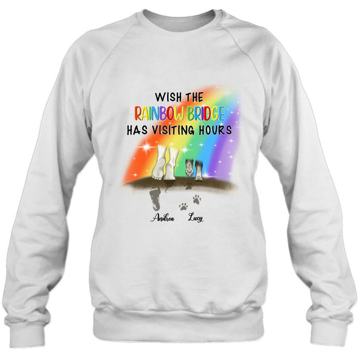 Personalized Dog's Paws T-shirt/Sweatshirt/Pullover Hoodie - Best Gift Idea For Dog Lovers - Wish The Rainbow Bridge Has Visiting Hours