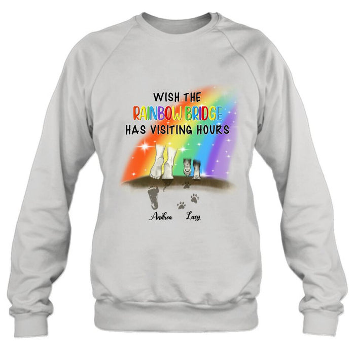 Personalized Dog's Paws T-shirt/Sweatshirt/Pullover Hoodie - Best Gift Idea For Dog Lovers - Wish The Rainbow Bridge Has Visiting Hours
