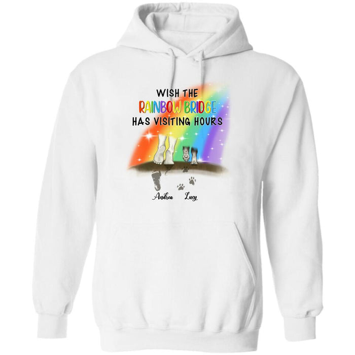 Personalized Dog's Paws T-shirt/Sweatshirt/Pullover Hoodie - Best Gift Idea For Dog Lovers - Wish The Rainbow Bridge Has Visiting Hours