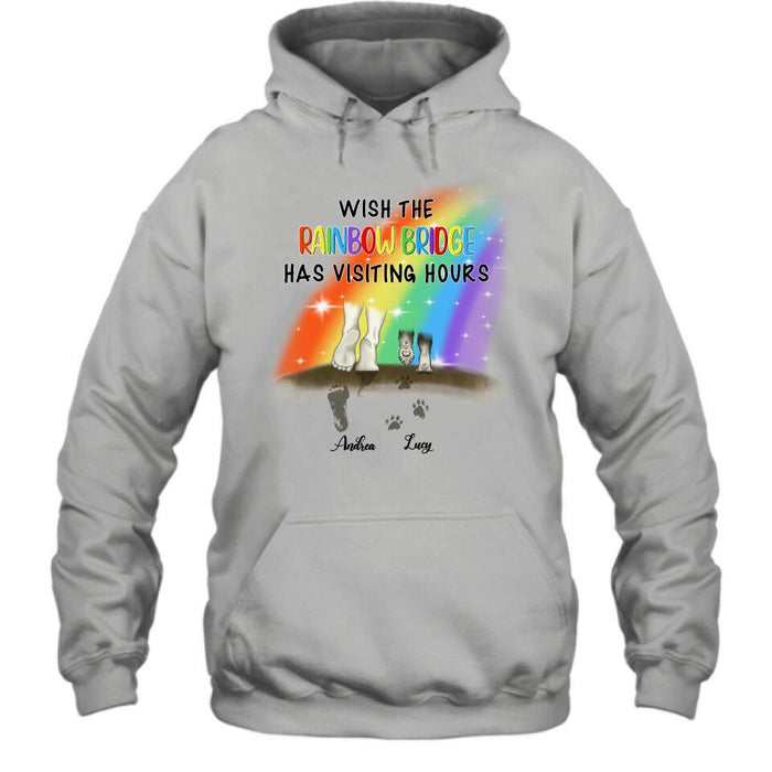 Personalized Dog's Paws T-shirt/Sweatshirt/Pullover Hoodie - Best Gift Idea For Dog Lovers - Wish The Rainbow Bridge Has Visiting Hours