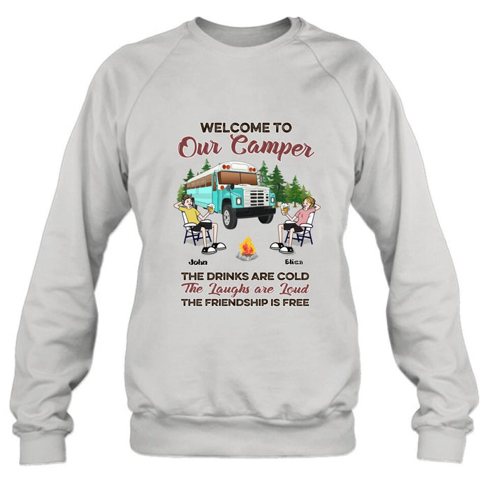 Personalized Camping With Friends Shirt - Up to 6 People - Best Gift For Friends/Camping Lovers - Retired Every Hour Is Happy Hour