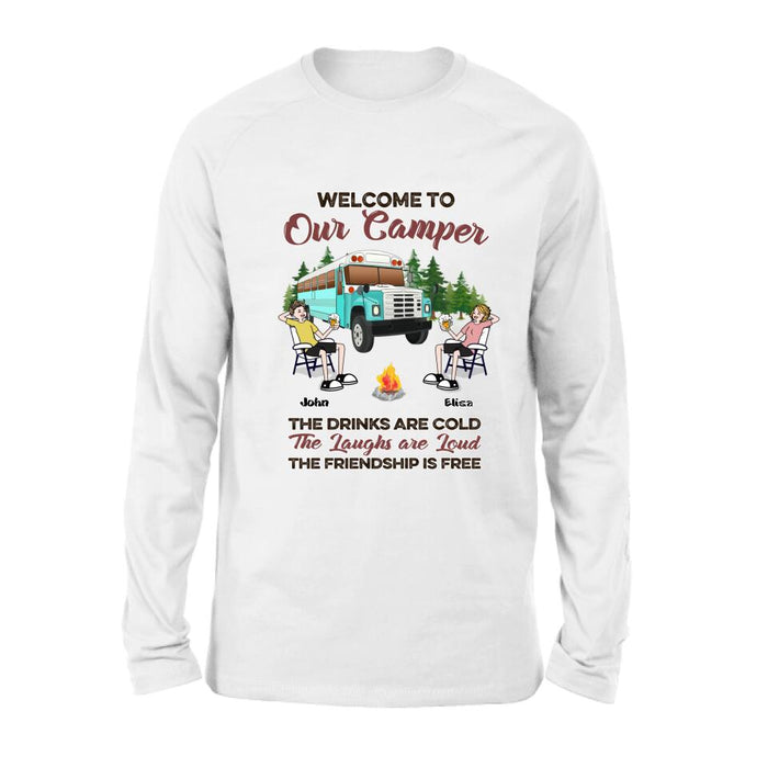 Personalized Camping With Friends Shirt - Up to 6 People - Best Gift For Friends/Camping Lovers - Retired Every Hour Is Happy Hour