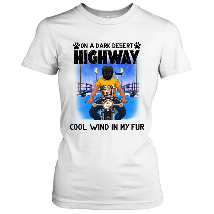 Personalized Dog With Bikers T-shirt - Gift For Dog Lover - Up to 3 Dogs - Cool Wind In My Fur