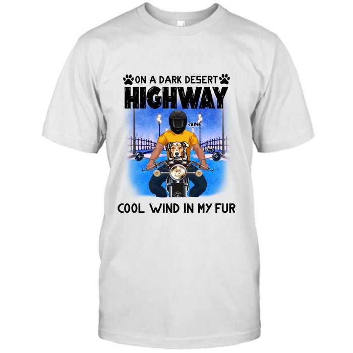 Personalized Dog With Bikers T-shirt - Gift For Dog Lover - Up to 3 Dogs - Cool Wind In My Fur