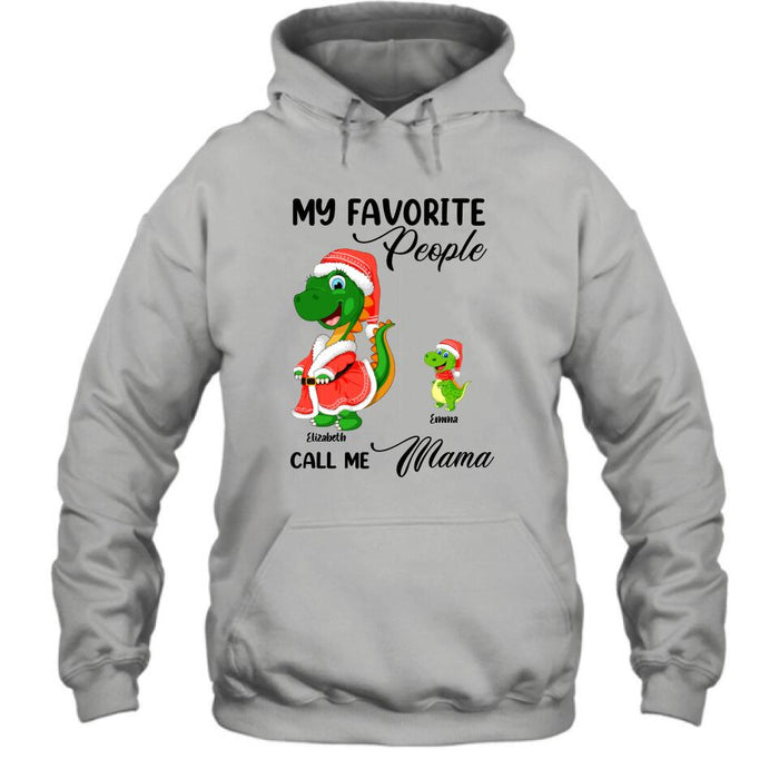 Personalized Christmas Dinosaurs T-shirt - Up to 6 Kids - Best Gift Idea For Christmas - My Favorite People Call Me Mama - MW6OOI