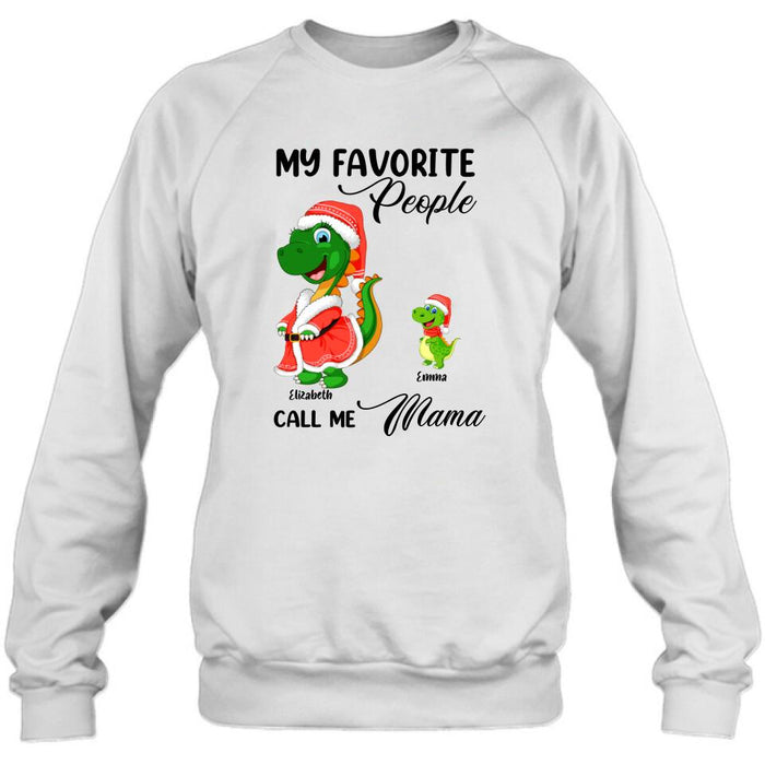 Personalized Christmas Dinosaurs T-shirt - Up to 6 Kids - Best Gift Idea For Christmas - My Favorite People Call Me Mama - MW6OOI