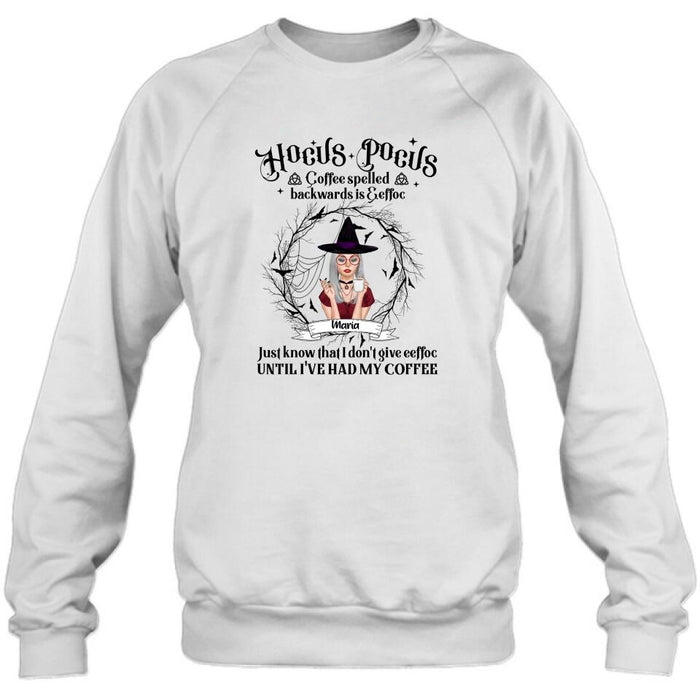 Personalized Witch T-Shirt/Hoodie - Gift for Friends, Halloween - Coffee Spelled Backwards - RYXW2G
