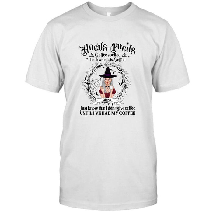 Personalized Witch T-Shirt/Hoodie - Gift for Friends, Halloween - Coffee Spelled Backwards - RYXW2G