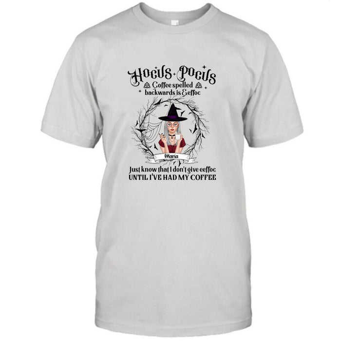 Personalized Witch T-Shirt/Hoodie - Gift for Friends, Halloween - Coffee Spelled Backwards - RYXW2G