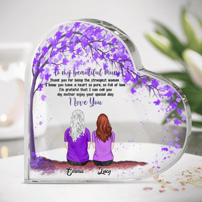 Personalized Beautiful Mom Heart-Shaped Acrylic Plaque - Up to 5 People - Gift Idea For Mother's Day - First My Mother Forever My Friend
