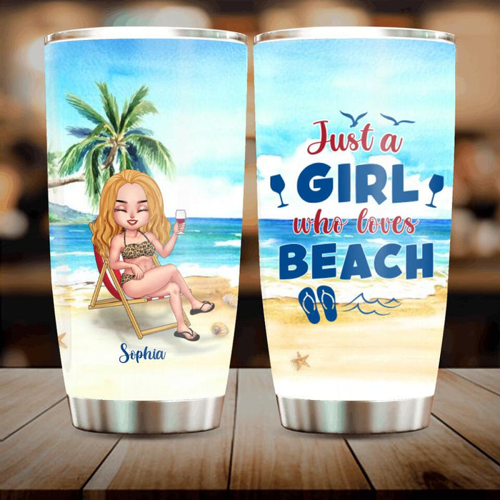 Personalized Beach Camping Tumbler - Gift Idea For Beach Lover - Just A Girl Who Loves Beach