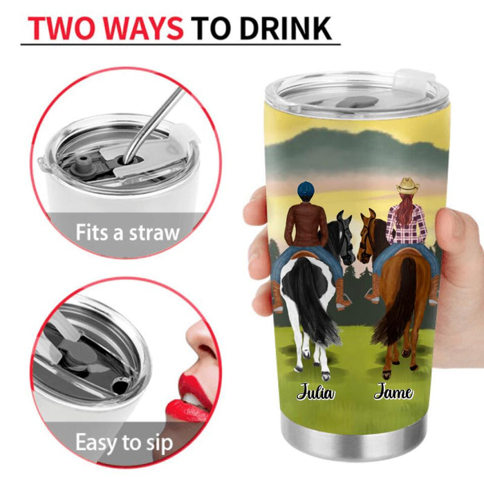 Personalized Besties Tumbler - Up to 4 People - Gift Idea For Besties/Horse Lovers - If I'm Drunk It's My Riding Friend's Fault