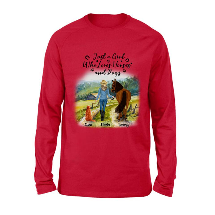 Personalized Horse And Dog Shirt - Up to 2 Horses And 4 Dogs - Best Gift For Horse/Dog Lover
