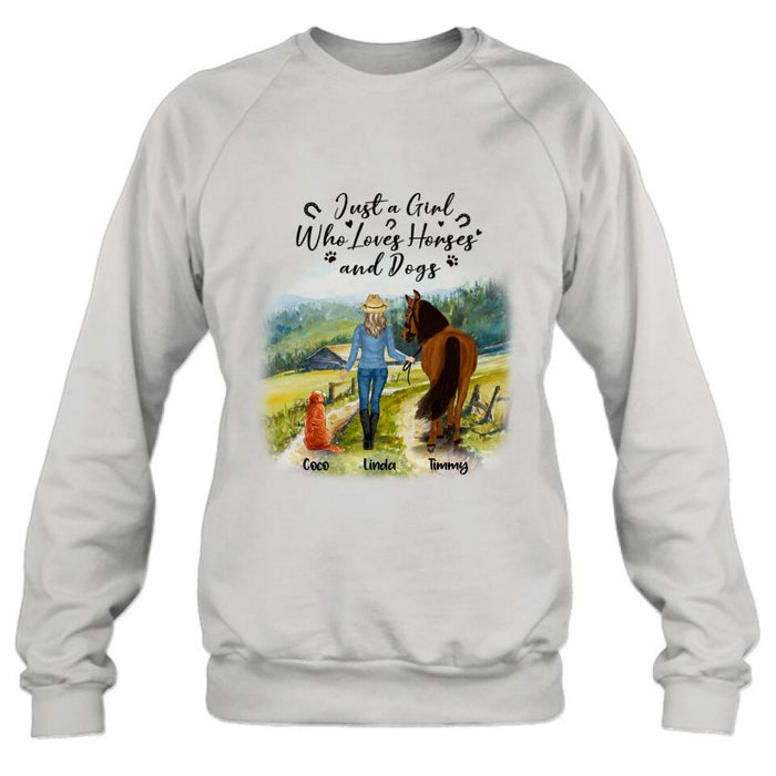 Personalized Horse And Dog Shirt - Up to 2 Horses And 4 Dogs - Best Gift For Horse/Dog Lover