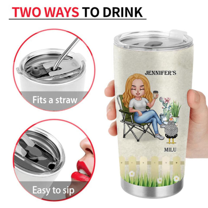 Personalized Chicken Tumbler - Up to 7 Chickens - Gift For Chicken Lovers - I Just Want To Work In My Garden And Hang Out With My Chickens