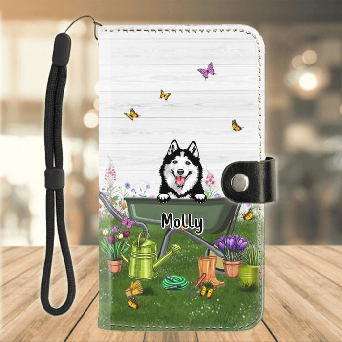 Personalized Pets Garden Phone Wallet - Up To 6 Dogs/Cats - Gift Idea For Dog/Cat Lovers - And Into The Garden I Go To Lose My Mind And Find My Soul