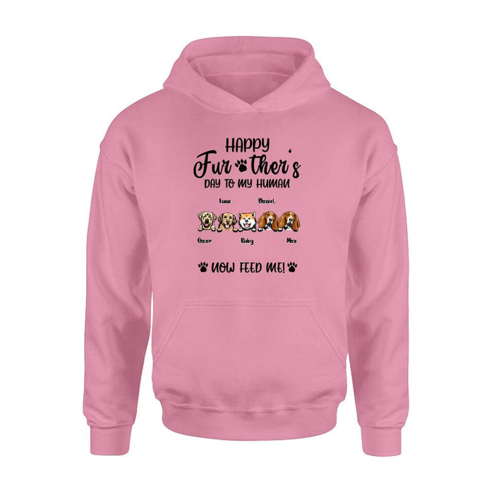 Personalized Dog Dad/Cat Dad Unisex T-shirt/Long Sleeve/Sweatshirt/Hoodie - Gift Idea For Father's Day - Happy Further's Day To My Human Now Feed Me