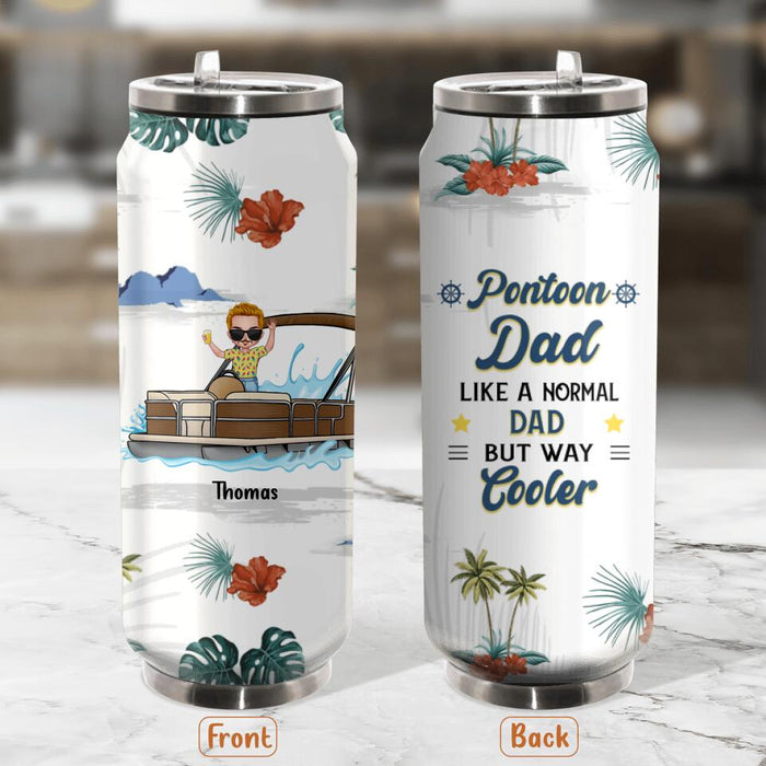 Personalized Pontoon Soda Can Tumbler - Gift Idea For Father's Day - Pontoon Dad Like A Normal Dad But Way Cooler