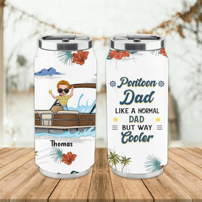 Personalized Pontoon Soda Can Tumbler - Gift Idea For Father's Day - Pontoon Dad Like A Normal Dad But Way Cooler